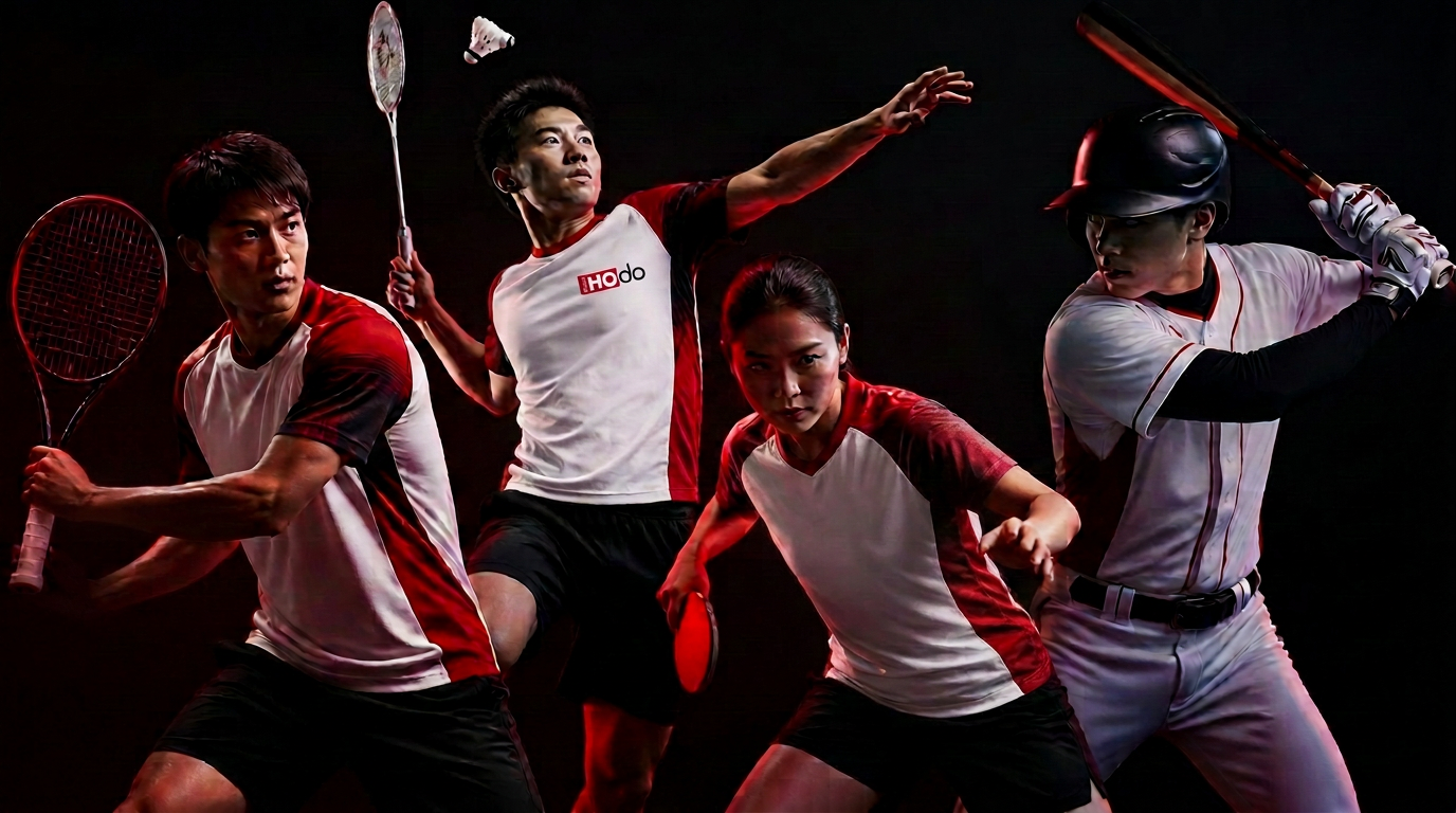HONGDOU athletes in tennis, badminton, table tennis and baseball performance apparel