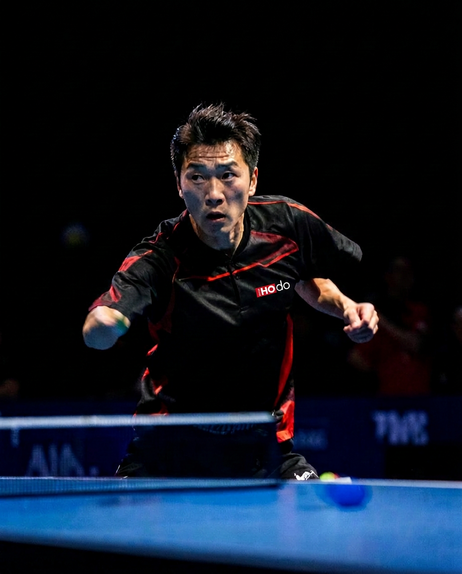 Athlete wearing HONGDOU table tennis apparel